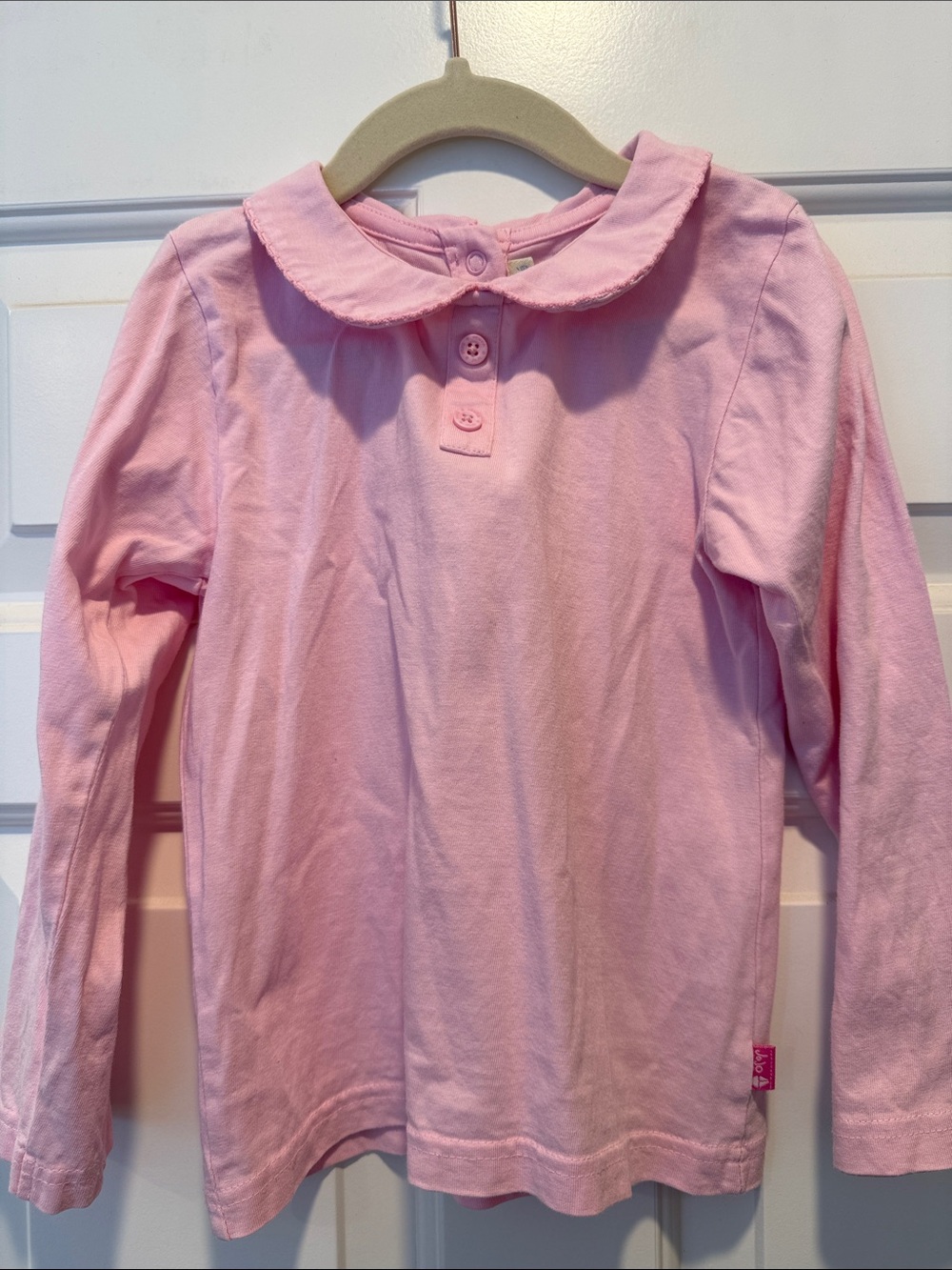 Girls Pink Long-Sleeve Top with Peter Pan Collar 4-5 years